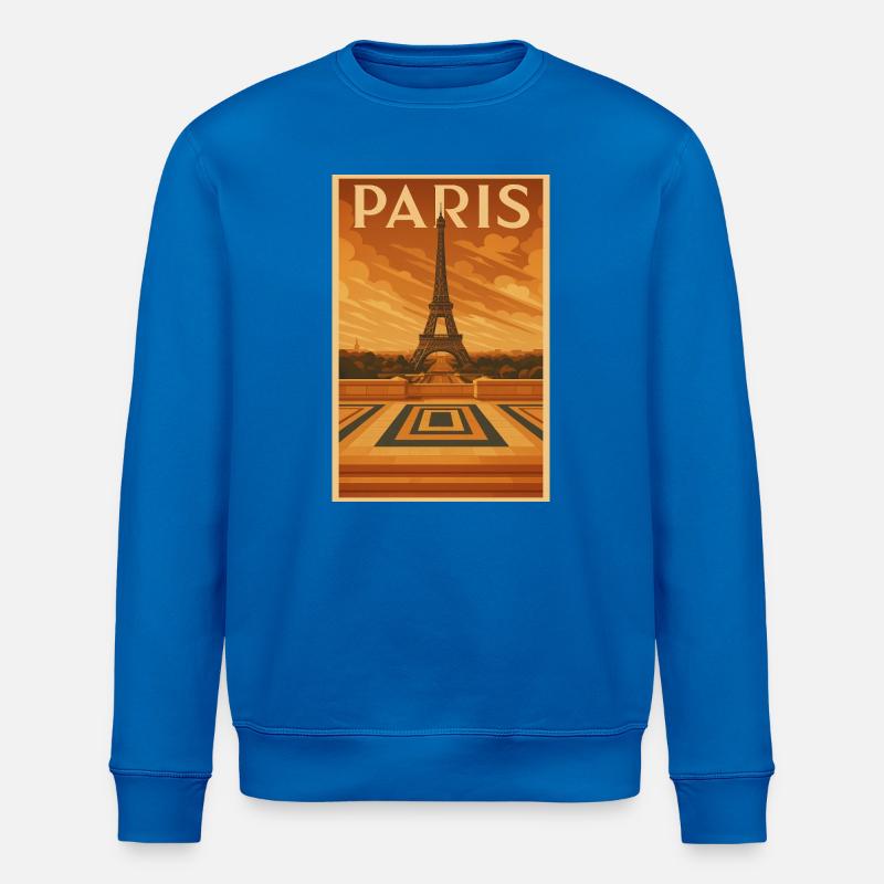 Eiffelturm als Art Deo Reiseposter - Stanley/Stella Unisex Bio-Sweatshirt ROLLER - Königsblau