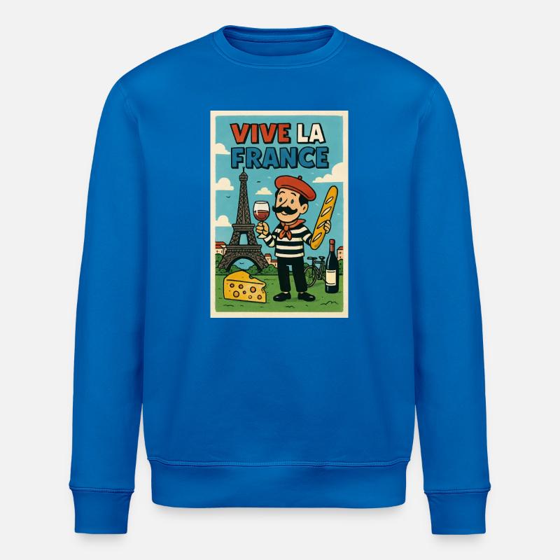 Es lebe Frankreich Retro Gourmet - Stanley/Stella Unisex Bio-Sweatshirt ROLLER - Königsblau