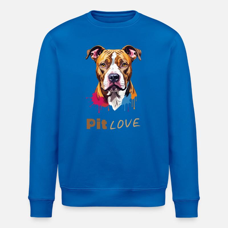Pit LOVE: Bunte Pitbull-Illustration/Portrait - Stanley/Stella Unisex Bio-Sweatshirt ROLLER - Königsblau