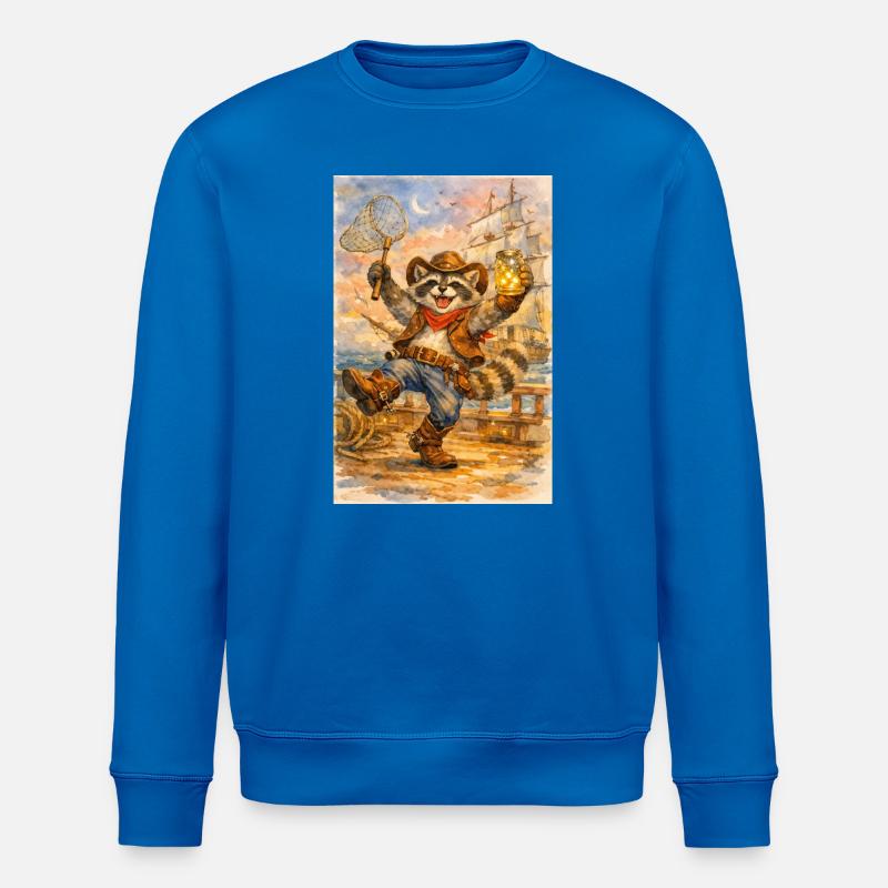 Waschbär-Cowboy mit Glühwürmchenglas - Stanley/Stella Unisex Bio-Sweatshirt ROLLER - Königsblau