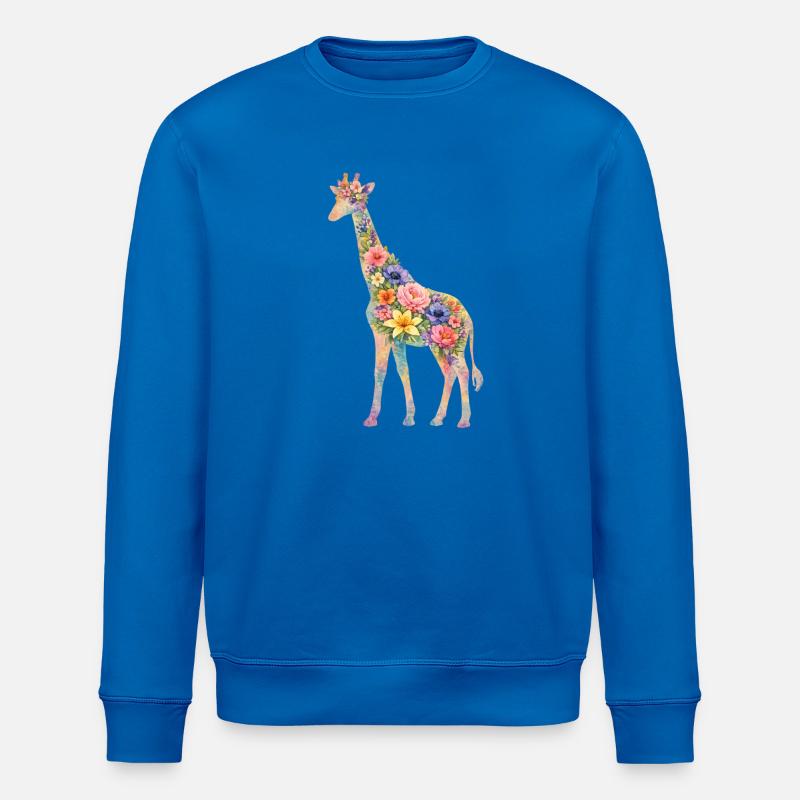 Giraffe Silhouette Blumen - Stanley/Stella Unisex Bio-Sweatshirt ROLLER - Königsblau