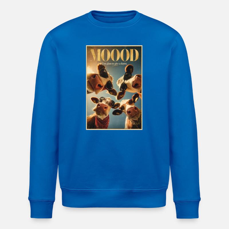 Mood Moo : Affiche Glam Cow - Sweat bio ROLLER Stanley/Stella Unisexe - bleu roi