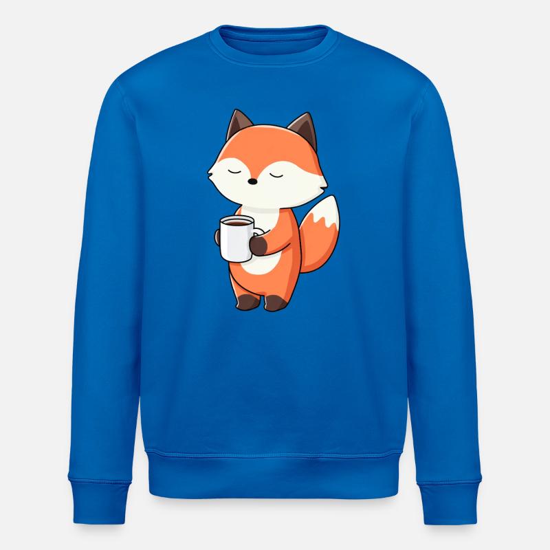 Fuchs mit Kaffeetassen-Zauber - Stanley/Stella Unisex Bio-Sweatshirt ROLLER - Königsblau