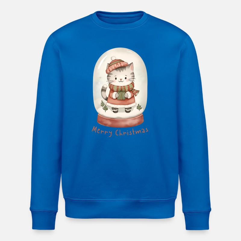 Snow Globe Cat – Merry Christmas - Stanley/Stella Unisex Bio-Sweatshirt ROLLER - Königsblau