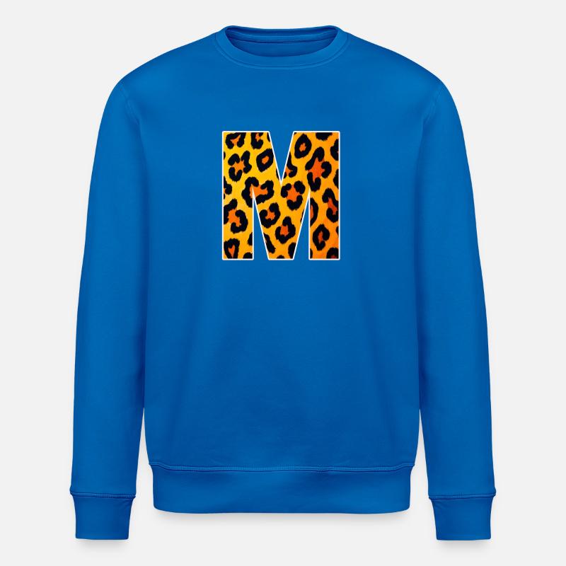 Leopard M-bokstaven - Ekologisk sweatshirt ROLLER unisex från Stanley/Stella - kungsblå