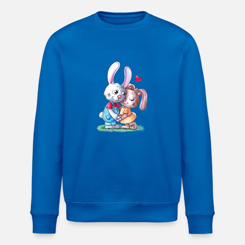 Süßes Comic Osterhasen Paar - Stanley/Stella Unisex Bio-Sweatshirt ROLLER - Königsblau