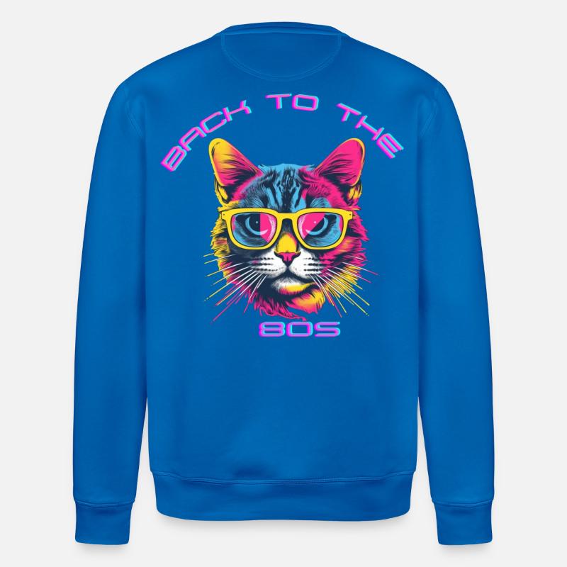 Retro Katzen-Design mit Sonnenbrille - Stanley/Stella Unisex Bio-Sweatshirt ROLLER - Königsblau