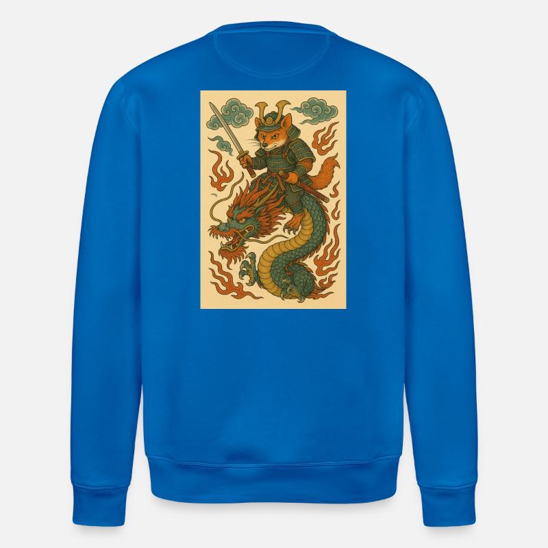 Fuchskrieger und Drachen in Kampfform - Stanley/Stella Unisex Bio-Sweatshirt ROLLER - Königsblau