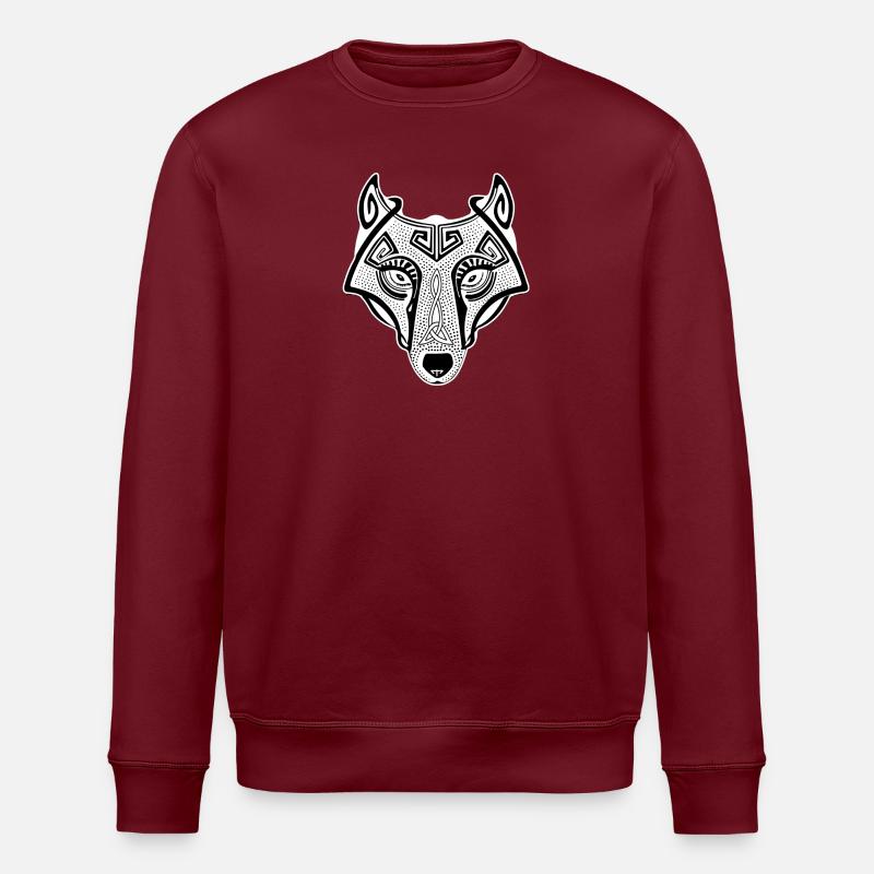 Wikingerwolf Fenrir valhalla weiß - Stanley/Stella Unisex Bio-Sweatshirt ROLLER - Burgunderrot