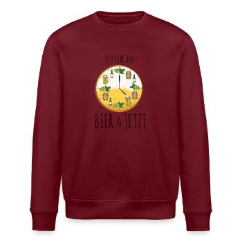 Bieruhr Boarisch bayerisch Motiv Weißbier Maß Bier - Stanley/Stella Unisex Bio-Sweatshirt ROLLER - Burgunderrot - Vorne - Nik (191cm)