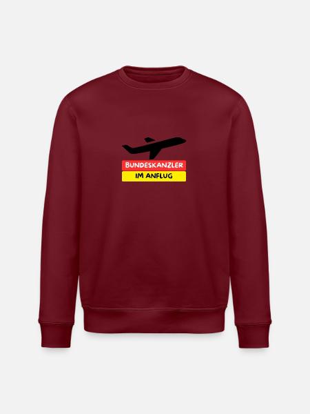 Bundeskanzler im Anflug (Zur Bundestagswahl 2025) - Stanley/Stella Unisex Bio-Sweatshirt ROLLER - Burgunderrot