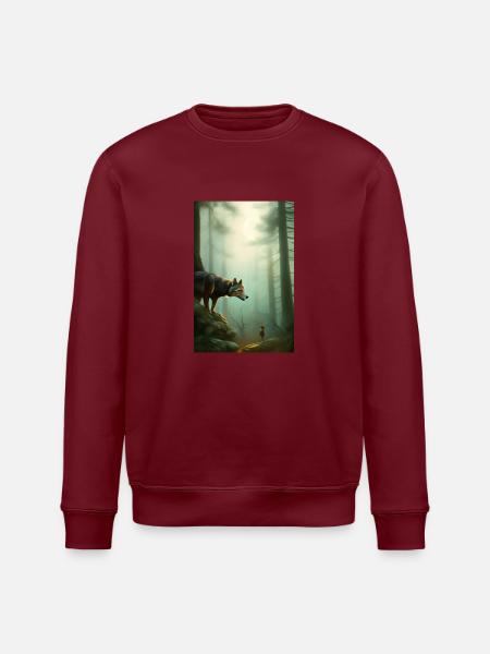 Wolf im Wald - Stanley/Stella Unisex Bio-Sweatshirt ROLLER - Burgunderrot