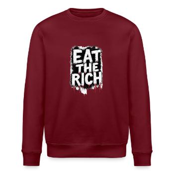 EAT THE RICH – Rebellion Wear - Stanley/Stella Unisex Bio-Sweatshirt ROLLER - Burgunderrot - Vorne - Nik (191cm)
