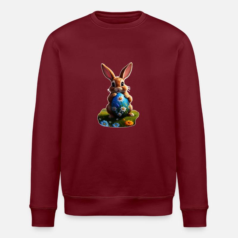 Easter Bunny with Egg, Oval - Stanley/Stella ROLLER Unisex Organic Sweatshirt - burgundy