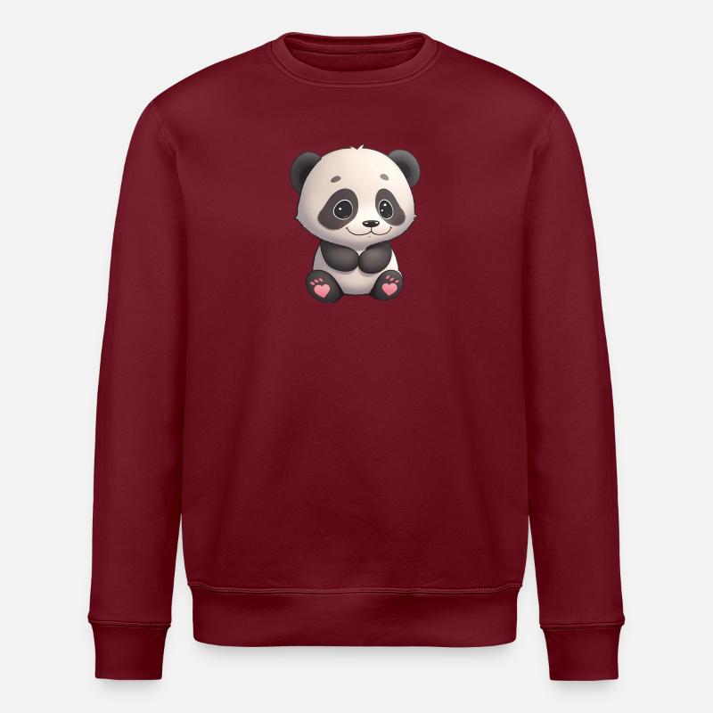Total niedliches Panda-Bärchen - Stanley/Stella Unisex Bio-Sweatshirt ROLLER - Burgunderrot