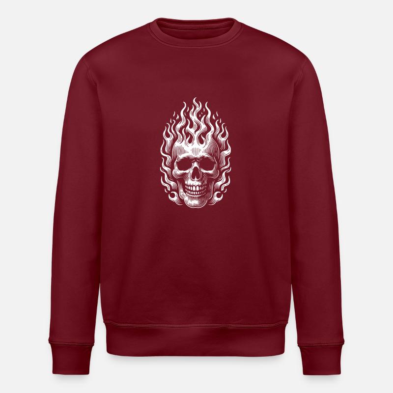 Skull mit Flammen brennender Skull - Stanley/Stella Unisex Bio-Sweatshirt ROLLER - Burgunderrot
