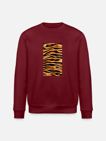 Tiger Muster Animal Print Tier gestreift Streifen - Stanley/Stella Unisex Bio-Sweatshirt ROLLER - Burgunderrot