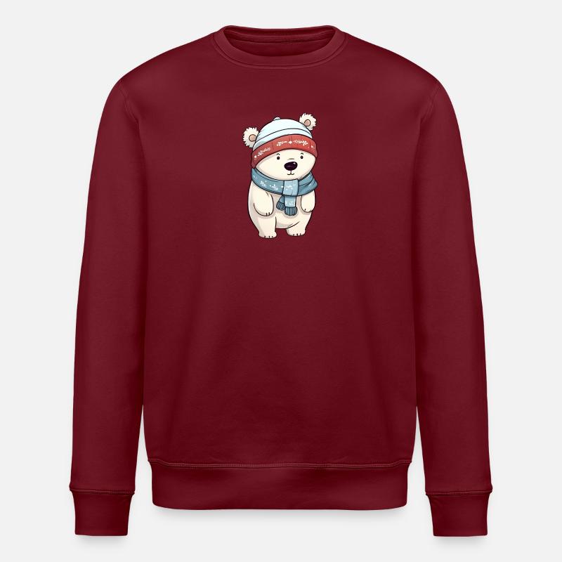 Niedlicher Eisbär im festlichen Winter-Look! - Stanley/Stella Unisex Bio-Sweatshirt ROLLER - Burgunderrot
