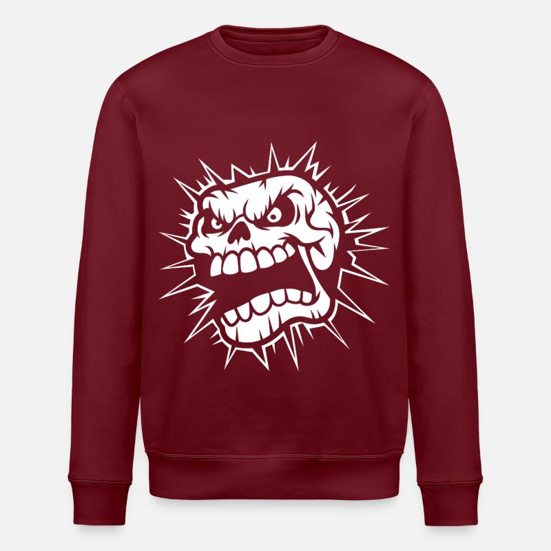 Crâne hurlant en colère - Sweat bio ROLLER Stanley/Stella Unisexe - bordeaux