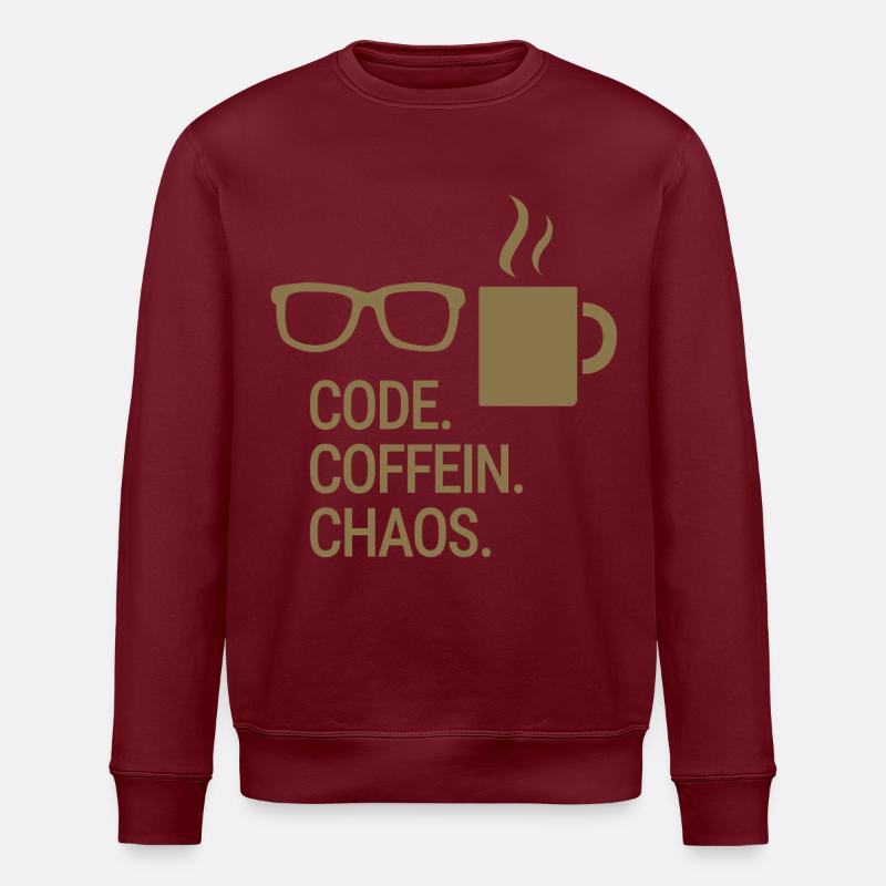 Code. Coffein. Chaos. - Stanley/Stella ROLLER Unisex Organic Sweatshirt - burgundy