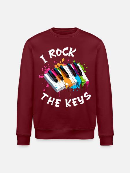 Musik Klavier "I rock the keys" Farbspritzer - Stanley/Stella Unisex Bio-Sweatshirt ROLLER - Burgunderrot
