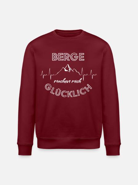 Berge machen mich glücklich - Herzschlag - Stanley/Stella Unisex Bio-Sweatshirt ROLLER - Burgunderrot