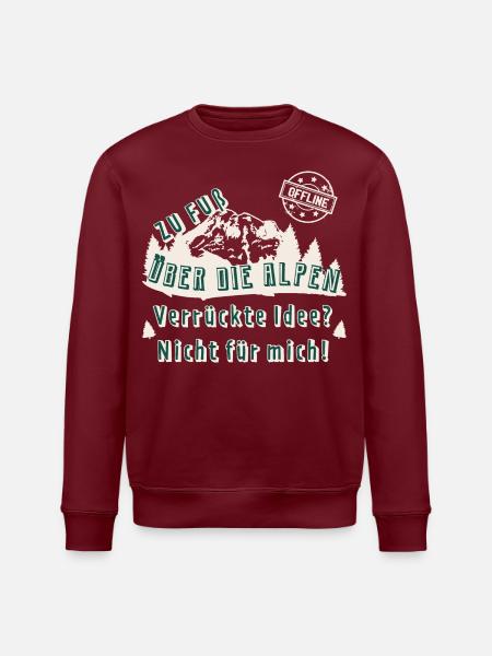 Zu Fuß über die Alpen - offline - verrückte Idee - Stanley/Stella Unisex Bio-Sweatshirt ROLLER - Burgunderrot