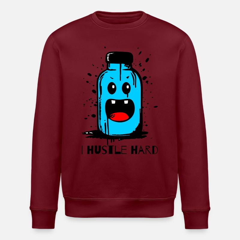 "I Hustle Hard" bottle - Stanley/Stella ROLLER Unisex Organic Sweatshirt - burgundy