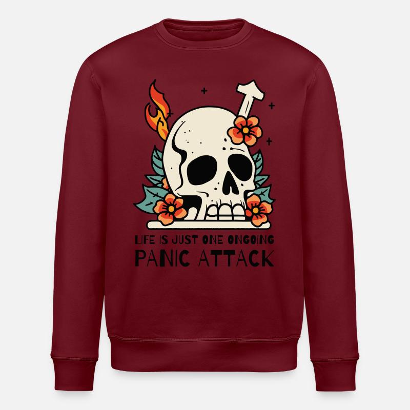 Das Leben ist eine Panikattacke - Stanley/Stella Unisex Bio-Sweatshirt ROLLER - Burgunderrot