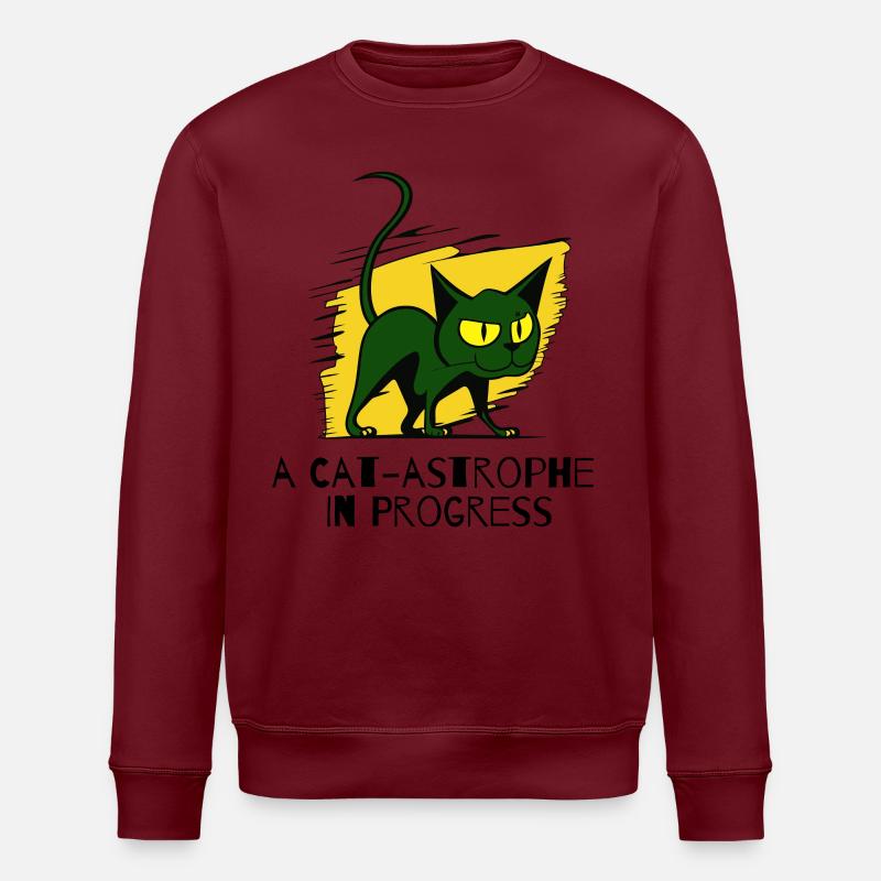 A cat catastrophe is underway - Stanley/Stella ROLLER Unisex Organic Sweatshirt - burgundy