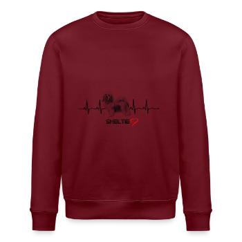 Sheltie Herzschlag Hunde Design - Sheltie Geschenk - Stanley/Stella Unisex Bio-Sweatshirt ROLLER - Burgunderrot - Vorne - Nik (191cm)