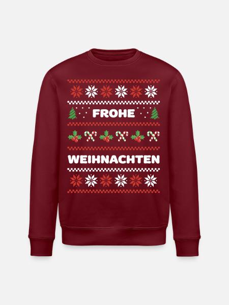 Frohe Weihnachten Weihnachtsoutfit Ugly christmas - Stanley/Stella Unisex Bio-Sweatshirt ROLLER - Burgunderrot