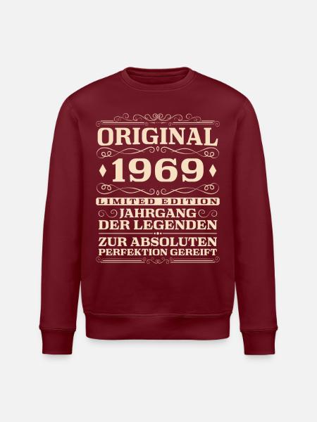 1969 Jahrgang Vintage 55. Geburtstag Geschenk - Stanley/Stella Unisex Bio-Sweatshirt ROLLER - Burgunderrot