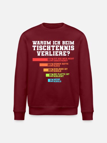 Tischtennis Humor Niederlage - Stanley/Stella Unisex Bio-Sweatshirt ROLLER - Burgunderrot