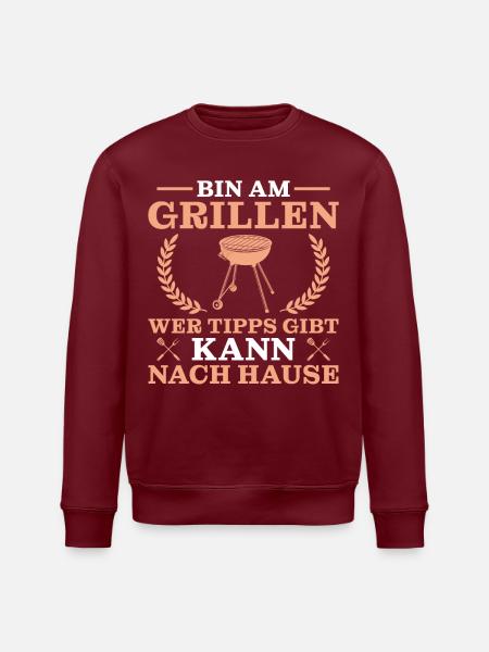 Grillen Humor BBQ Grillabend Grill Geschenk - Stanley/Stella Unisex Bio-Sweatshirt ROLLER - Burgunderrot