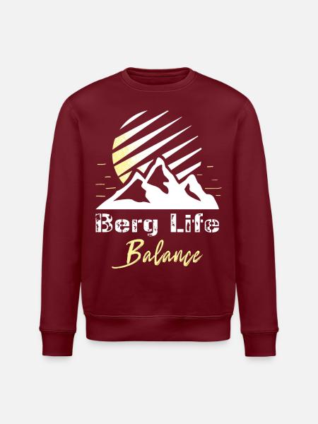 "Berg Life Balance" - Berge Wandern Alpen - Stanley/Stella Unisex Bio-Sweatshirt ROLLER - Burgunderrot