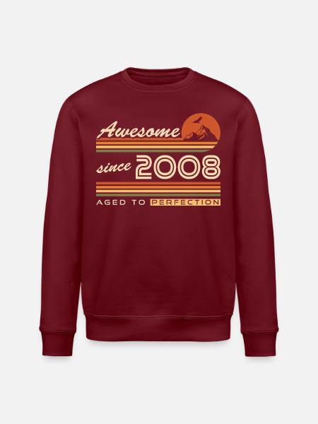 Retro Geburtsjahr 2008 Vintage Geburtstag - Stanley/Stella Unisex Bio-Sweatshirt ROLLER - Burgunderrot