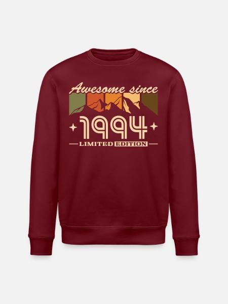 Retro Geburtstag Jahrgang 1994 geboren Berge - Stanley/Stella Unisex Bio-Sweatshirt ROLLER - Burgunderrot