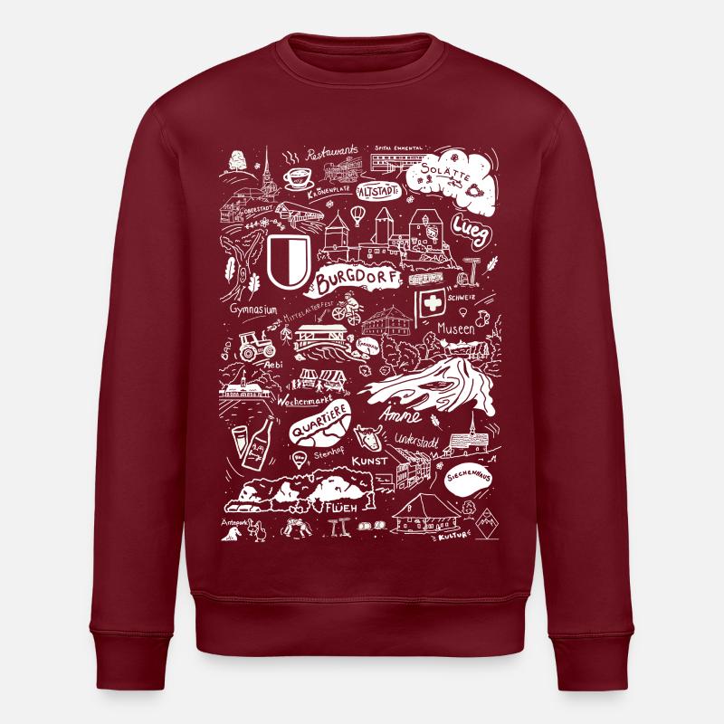 Burgdorf Begegnen - Doodle  - Stanley/Stella Unisex Bio-Sweatshirt ROLLER - Burgunderrot