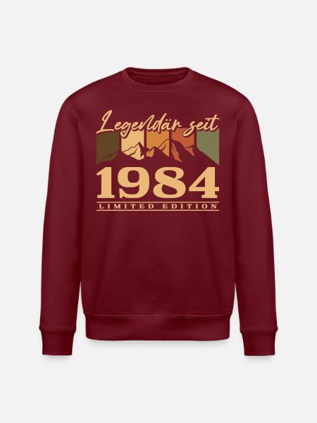 Legendär seit 1984 Jahrgang 40. Geburtstag - Stanley/Stella Unisex Bio-Sweatshirt ROLLER - Burgunderrot