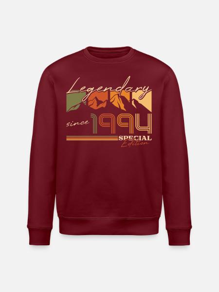 Berge Vintage 1994 Jahrgang Geburtstag - Stanley/Stella Unisex Bio-Sweatshirt ROLLER - Burgunderrot