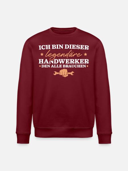 Handwerk Schrauber Legendärer Handwerker - Stanley/Stella Unisex Bio-Sweatshirt ROLLER - Burgunderrot
