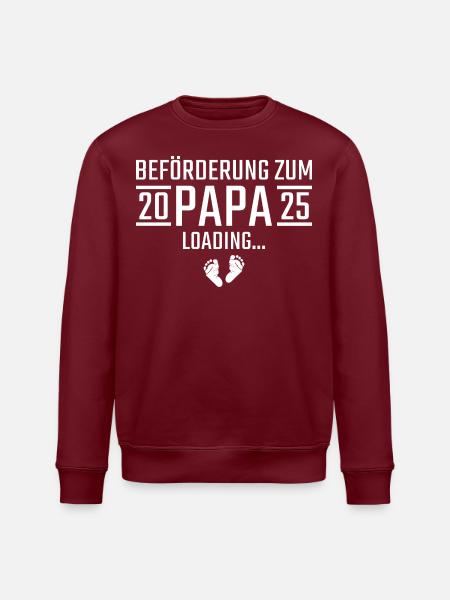 Schwangerschaftsankündigung werdender Papa 2025 - Stanley/Stella Unisex Bio-Sweatshirt ROLLER - Burgunderrot