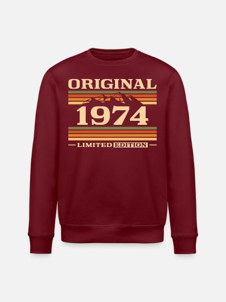 Geboren 1974 Jahrgang Geburtstag Geschenk - Stanley/Stella Unisex Bio-Sweatshirt ROLLER - Burgunderrot