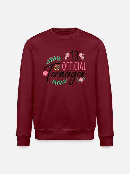13 Official Teenager -Girls Mädchen 13 Geburtstag - Stanley/Stella Unisex Bio-Sweatshirt ROLLER - Burgunderrot