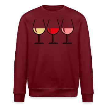 Weißwein Rotwein Roséwein (Wein Bauchig Offen) - Stanley/Stella Unisex Bio-Sweatshirt ROLLER - Burgunderrot - Vorne - Nik (191cm)