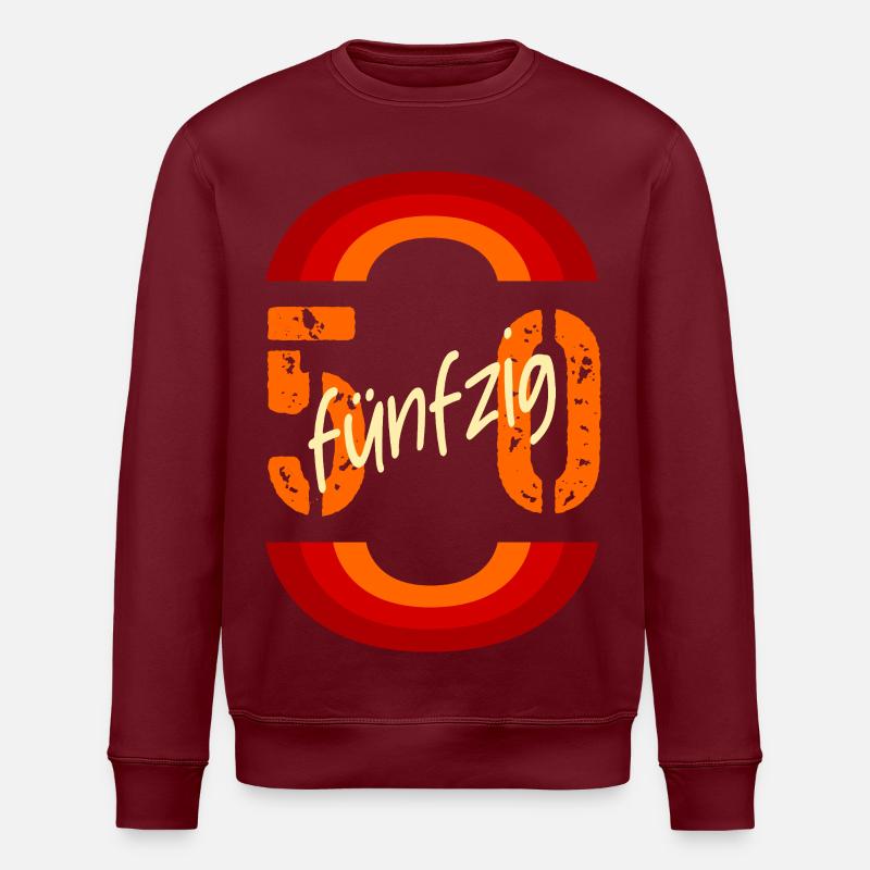Retro 50 - Zahl Fünfzig - Stanley/Stella Unisex Bio-Sweatshirt ROLLER - Burgunderrot