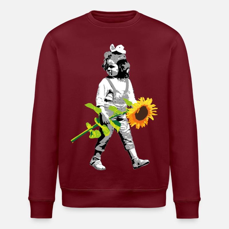 Blumenkind | Mädchen mit Sonnenblume - Stanley/Stella Unisex Bio-Sweatshirt ROLLER - Burgunderrot