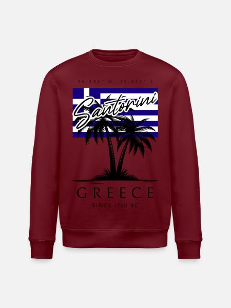 Santorini Palmen Flagge Reise Souvenir - Stanley/Stella Unisex Bio-Sweatshirt ROLLER - Burgunderrot