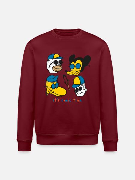 It´s Comic Time by Cheslo - Stanley/Stella Unisex Bio-Sweatshirt ROLLER - Burgunderrot